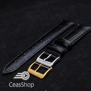 Curea piele soparla tegu captusita neagra 20mm - 38428