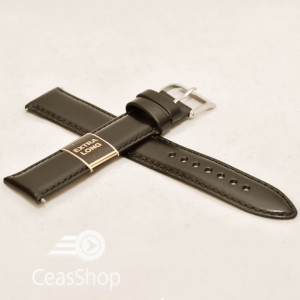 Curea piele vitel neagra lucioasa cu catarama argintie XL 20mm - 20434