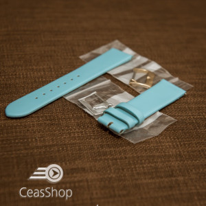 Curea bleu piele vitel plată 14mm - 30697