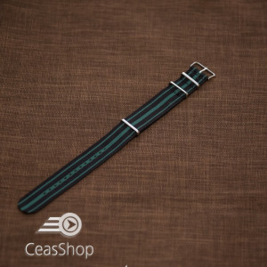 Curea NATO negru cu verde 18mm - 37034