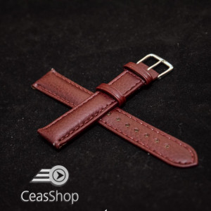 Curea piele buffalo captusita pe jumatate maro burgundy 20 mm - 34871