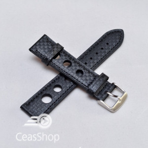 Curea piele GRAND PRIX fibra carbon neagra CN 18mm - 38217