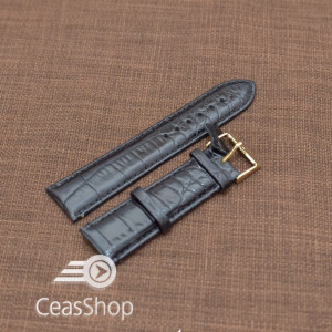 Curea piele vitel neagra captusita finisaj aligator 22mm - 20956