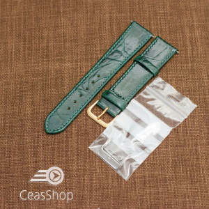 Curea piele vitel plata model crocodil Elegance verde 18mm - 34506