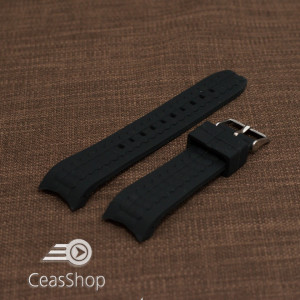 Curea silicon neagra capat curbat 20mm-49207