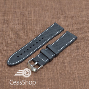 Curea silicon neagra cusatura alba 22mm - 35676