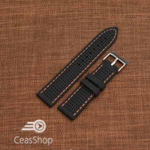Curea silicon neagra cusaturi portocalii 18mm - 47788