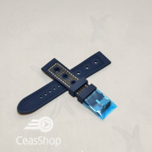 Curea silicon sport GRAND PRIX navy cusaturi albe 20mm - 38144