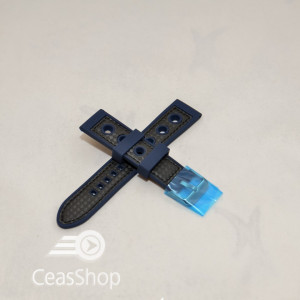 Curea silicon sport GRAND PRIX navy cusaturi negre 22mm - 38145