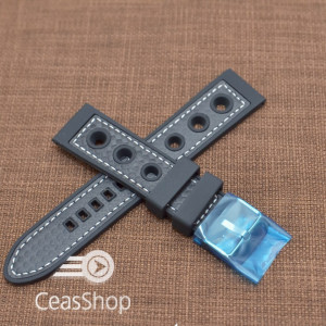 Curea silicon sport GRAND PRIX neagra cusaturi albe 22mm - 38135