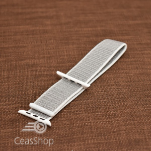 Curea tesatura tip NATO pentru Apple Watch alb-gri- 42mm