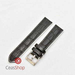 Curea hibrid silicon si piele model crocodil neagra cu alb 24mm - 4205824