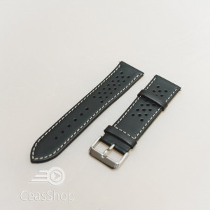 Curea model olimpic perforata neagra cu alb 24mm - 51504