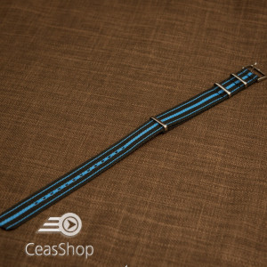 Curea NATO negru cu albastru 22mm - 37047