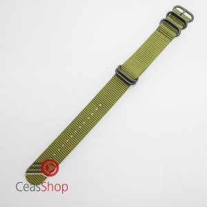 Curea NATO verde militar 22mm cu 5 catarame zulu negre -52971