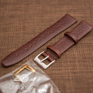 Curea piele bufalo, plată fără,cusatură maro inchis 18mm - 40078