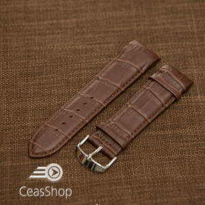Curea piele capat curbat maro inchis 24mm - 43364