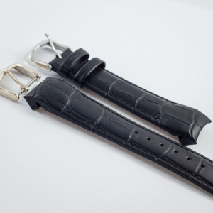 Curea piele capat curbat neagra 24mm - 43363