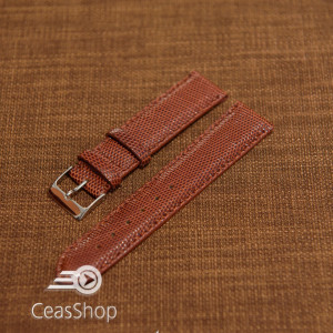 Curea piele de soparla captusita cu finisaj lacuit maro 20mm - 35437