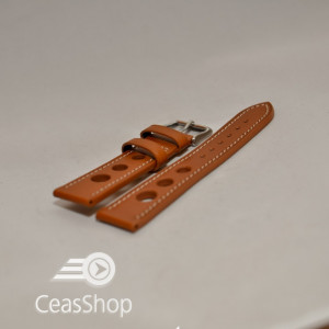 Curea piele GRAND PRIX maro cusaturi albe 22mm - 37007
