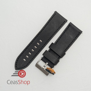 Curea piele neagră XL vintage QR, cusătură neagră 24mm - 3840124