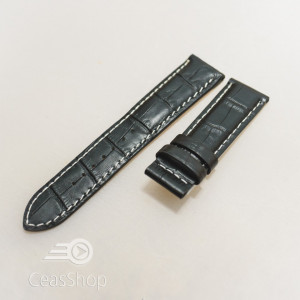 Curea piele vitel captusita neagra, cusaturi albe 18 mm pentru deployant