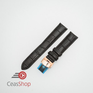 Curea piele vitel captusita negră deployant auriu 18 mm