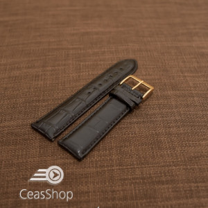 Curea piele vitel, model crocodil neagra captusita, lucioasa 22mm - 34825