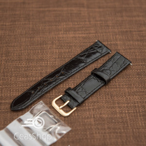 Curea piele vitel plata model crocodil Elegance neagră 20mm - 34469