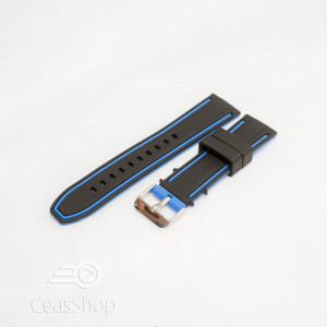 Curea silicon doua culori neagra cu albastru 20mm- 51574