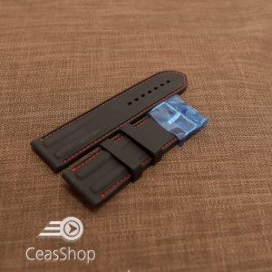 Curea silicon neagra cu cusaturi rosii 26mm - 38249