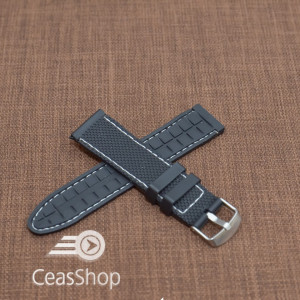 Curea silicon neagra cusatura alba 22mm - 35676