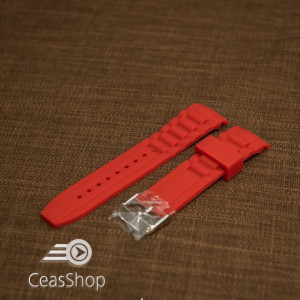 Curea silicon roșie capat curbat 22mm - 43403