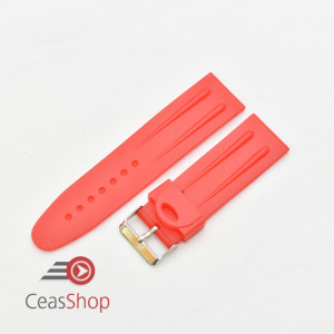 Curea silicon subtire rosie 22mm