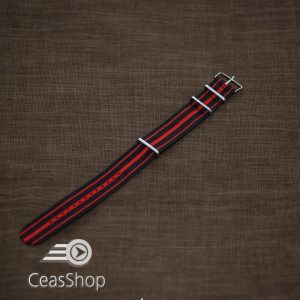 Curea NATO negru cu rosu 24mm - 37058