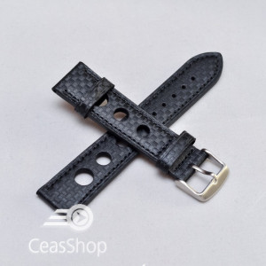 Curea piele GRAND PRIX fibra carbon neagra CN 18mm - 38217