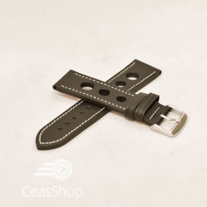 Curea piele GRAND PRIX neagra cusaturi albe 20mm - 36997