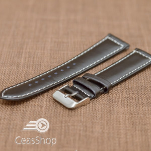 Curea piele neteda captusita neagra 20mm cusatura alba - 36220