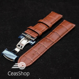 Curea piele vitel captusita deployant cu arc maro 20 mm - 35934