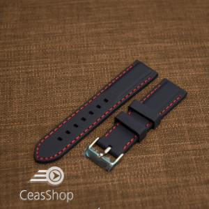 Curea silicon navy cusături roșii 20mm - 42318