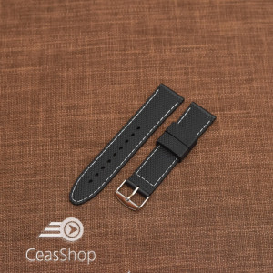 Curea silicon neagra cusaturi albe 22mm - 35676