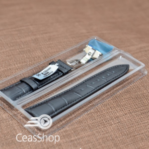 Curea piele deployant neagra 21 mm