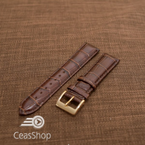 Curea piele vitel, model crocodil maro inchis,captusita, lucioasa 18mm - 34827
