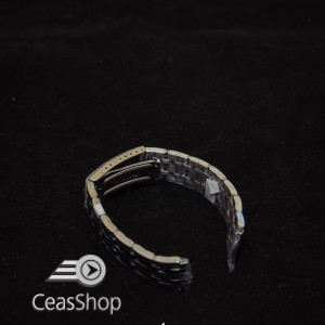 Bratara metalica argintie cu negru 18mm - 38889