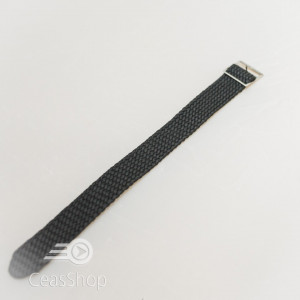 Curea din tesatura de nylon negru cu catarama dubla argintie 20mm - 34381