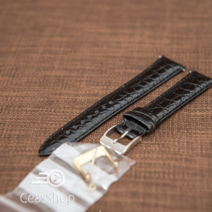 Curea model crocodil captusita neagră finisaj lucios 18mm - 46352