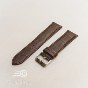 Curea model crocodil captusita pe jumatate maro inchis 22mm - 51494