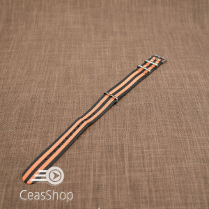 Curea NATO negru cu portocaliu 18mm - 36522