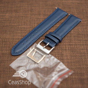 Curea piele lină, căptușită ,cusatură dublă albastră 18mm - 42850