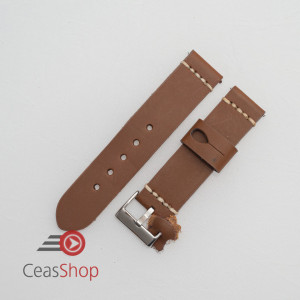 Curea piele maro deschis, vintage, cusătura alba QR 24mm - 3920324